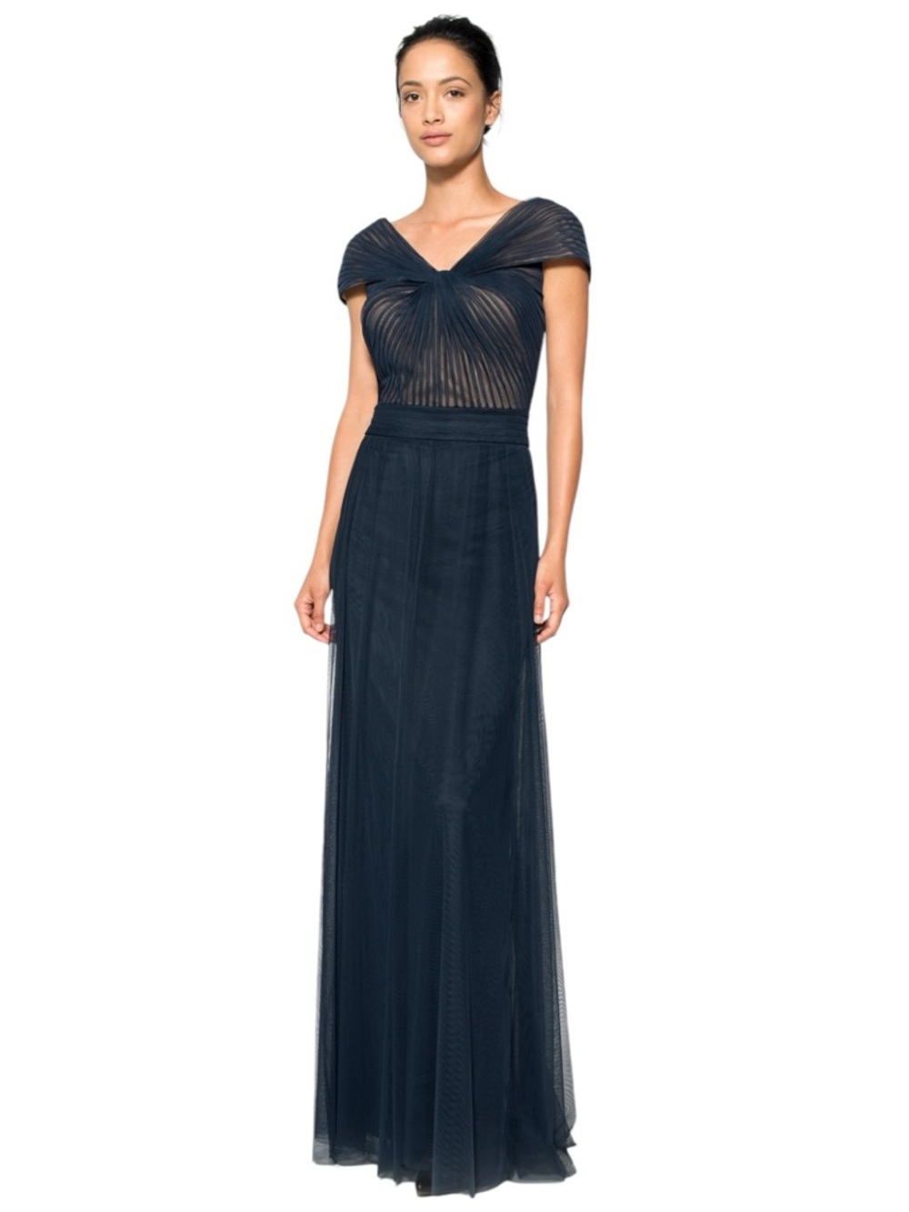 Tadashi Shoji Tulle Twist Formal Evening Gown 16 Mother of Bride Dress Black